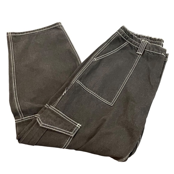 Fashion nova women’s juniors size 13 cargo carpenter denim pants stretch NWT - Picture 5 of 9